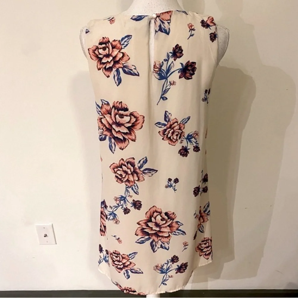 Lily Rose Cream Floral Sleeveless Dress Size Medium - Picture 6 of 8